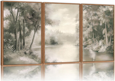 Rustic Vintage Forest Canvas Art Set - 3 Piece Wall Decor for Home & Office