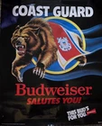 VTG '91 Budweiser Beer USCG Poster COAST GUARD Bud Bear In Motion~Signed Vann 89
