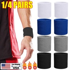 8pcs Sports Wrist Sweat Bands for Men  Women, Absorbent Wrist Tennis Wristbands
