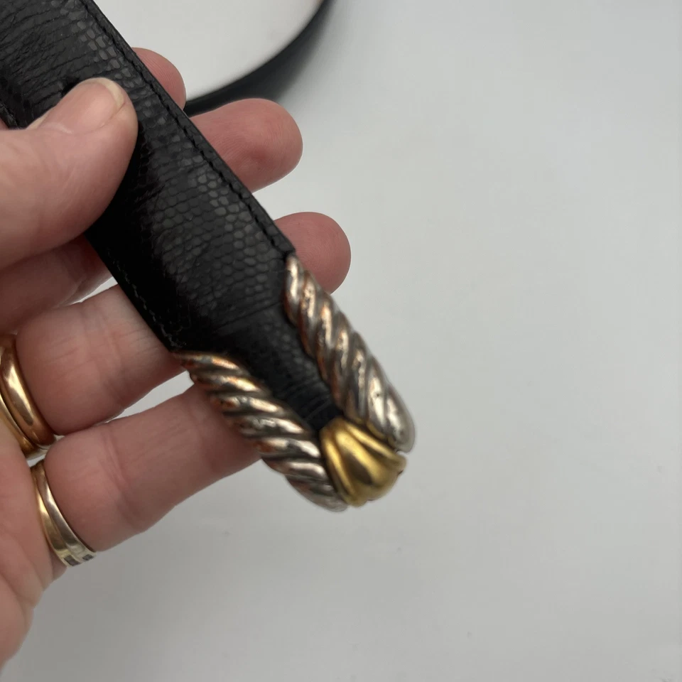 Cinturón de Cuero Brighton Pequeño Serpiente Negro Cuero Repujado Colección Museo Romano Foto 4 de 4