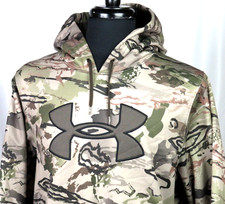 Under Armour Cold Gear Green Camouflage Pull Over Hoodie Sweatshirt Men's Large