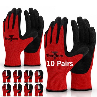 Trendara 10 Pairs Large Red Gardening Gloves