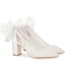 Bella Belle Easton Ivory Silk High Heel Bridal Wedding Shoes US 7.5 EU 38