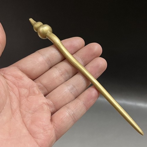 Vintage Solid Brass Gourd Hair Pin 14.5cm Chinese Style Hair Stick - Afbeelding 4 van 8