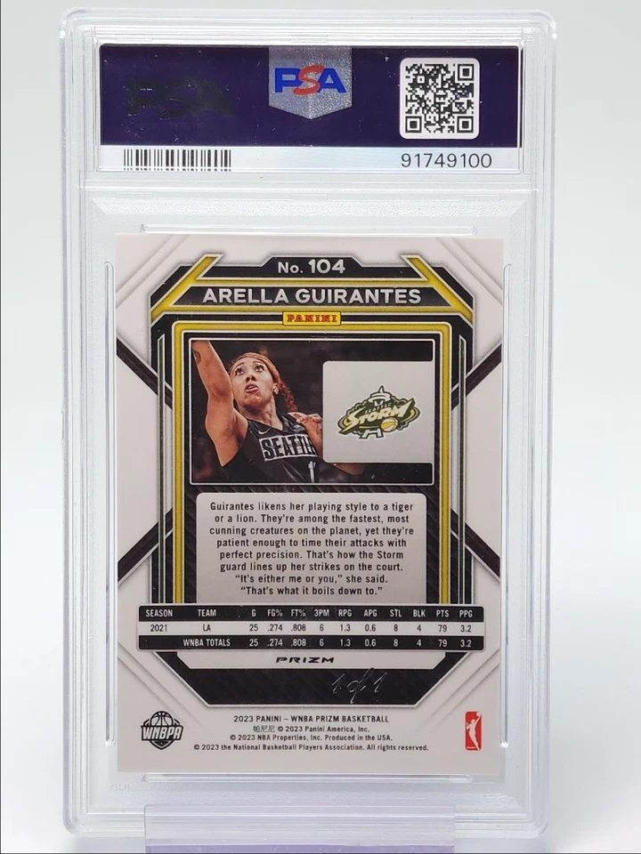 ARELLA GUIRANTES 2023-24 PANINI PRIZM WNBA GOLD VINYL STROM 1/1 PSA 10 Q4444 - Image 2 of 2