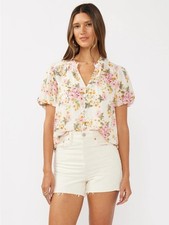 Lovestitch Floral Puff Sleeve Blouse Boho Cot...