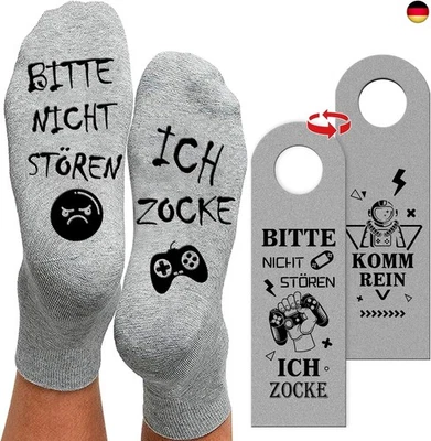 ZEACKUQ Lustige Socken mit Spruch Bitte Nicht Stören Ich Zocke, Kleine
