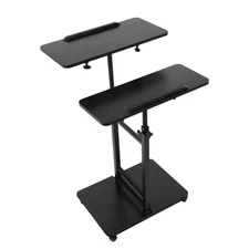 Rolling Desk for Laptop - Standing or Sitting Mobile Computer Cart with Wheels