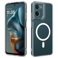 For Motorola Moto G06, Luxury Transparent Acrylic Hard Magnetic Clear Case Cover
