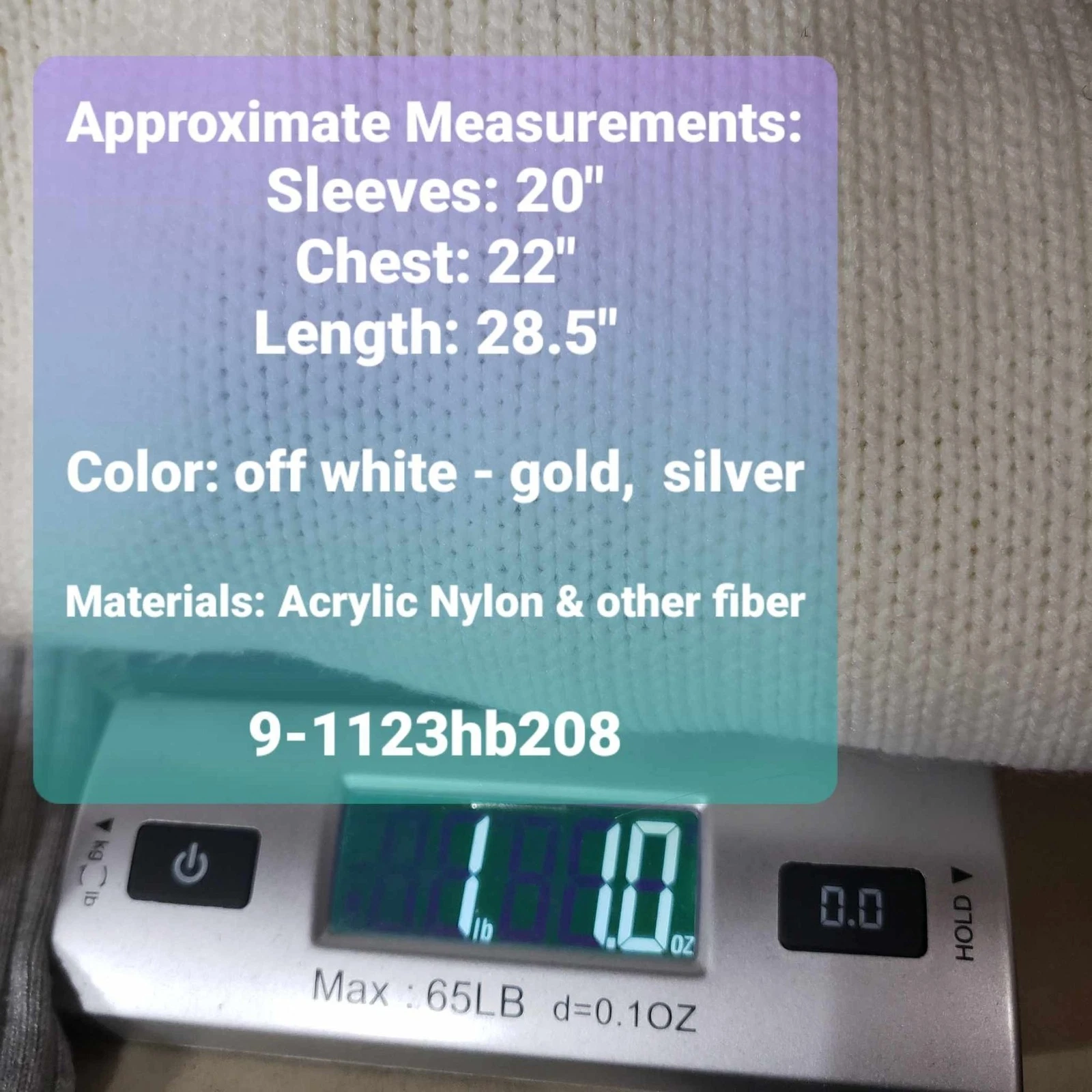 Dana Scott size Large White Gold Holiday Ugly Christmas Knit Sweater