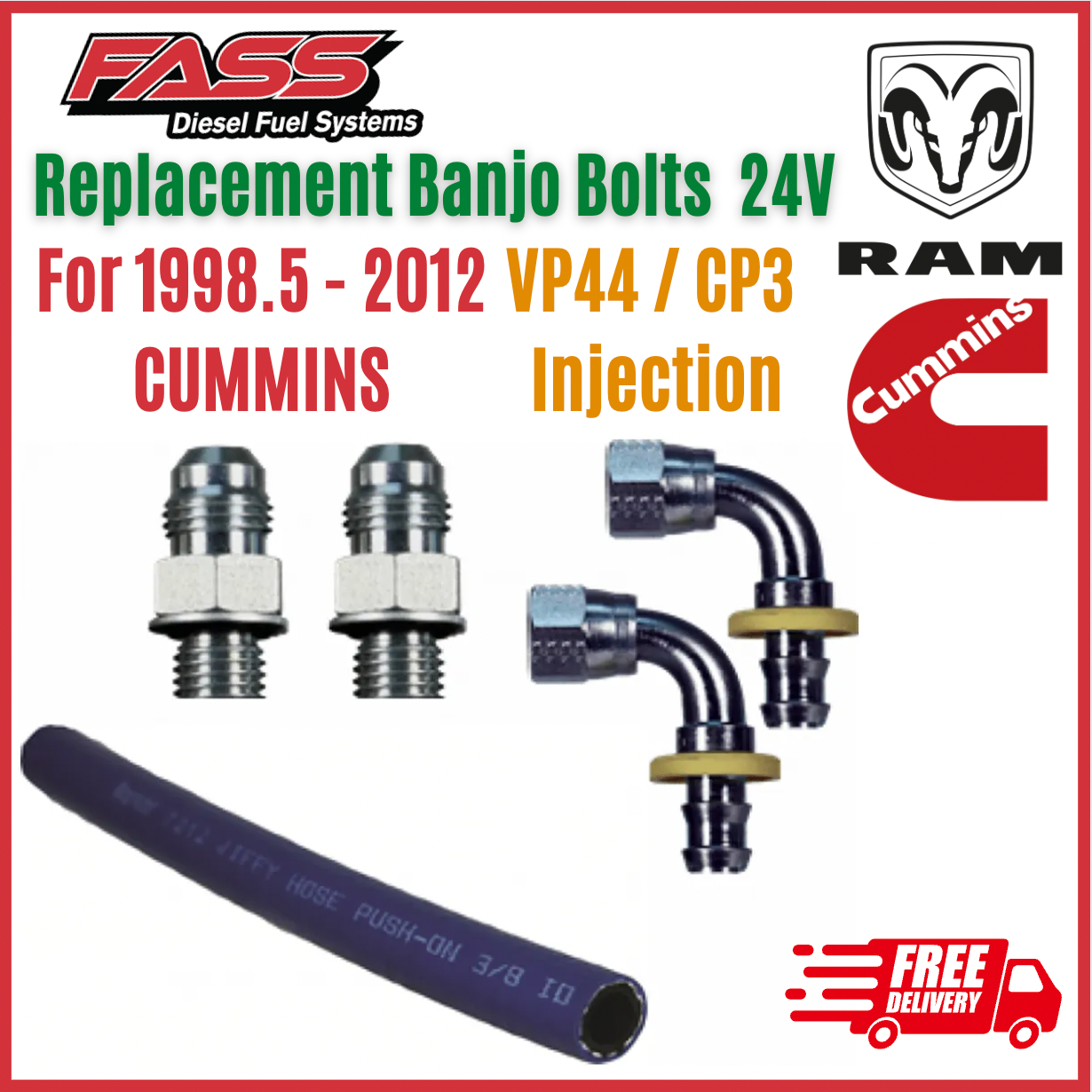 FASS Fuel System Replacement Banjo Bolt for 98.5 2012 24V Cummins