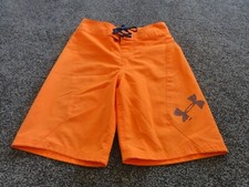 BOYS UNDER ARMOUR ORANGE BATHING SUIT BOARD SHORTS SIZE 22