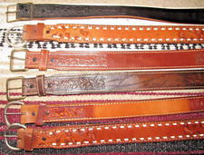 Western C M/Sheynne/Unbranded Buckstitch/Tooled Leather Belts 6 pc Size 22 NEW