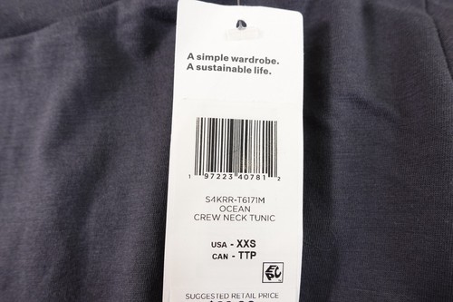 Eileen Fisher Womens Size XXS Ocean Gray Short Sleeve Crew Neck Tunic Tee NWT - Picture 3 of 9