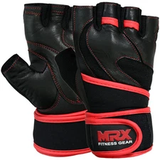 Weight Lifting Gloves Leather Workout Gym Exercise Training Wrist Support Strap 