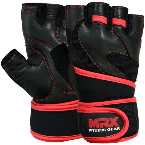 Weight Lifting Gloves Leather Workout Gym Exercise Training Wrist Support Strap  - Picture 1 of 9