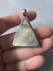 Vintage Modernist Sterling Silver Golden Grey MOP Mother of Pearl Pendant 1.8"