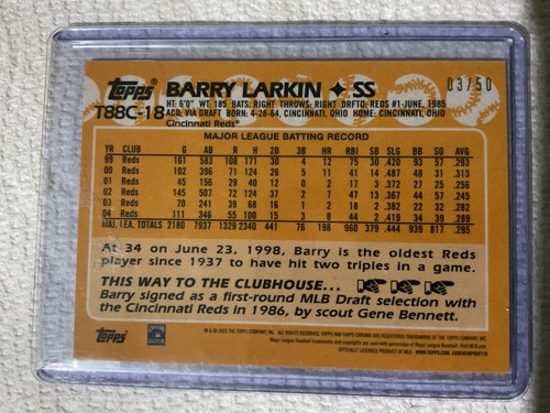 2023 Topps BARRY LARKIN 1988 Silver Pack GOLD MOJO REFRACTOR 03/50 HARD TO FIND! - Picture 2 of 2