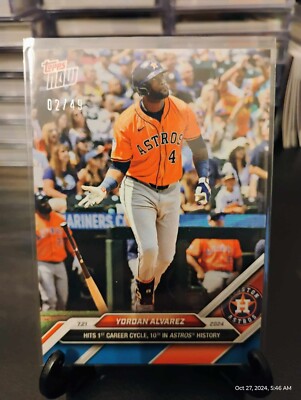 2024 Topps Now 454 Yordan Alvarez Houston Astros 1st Career Cycle Blue /49