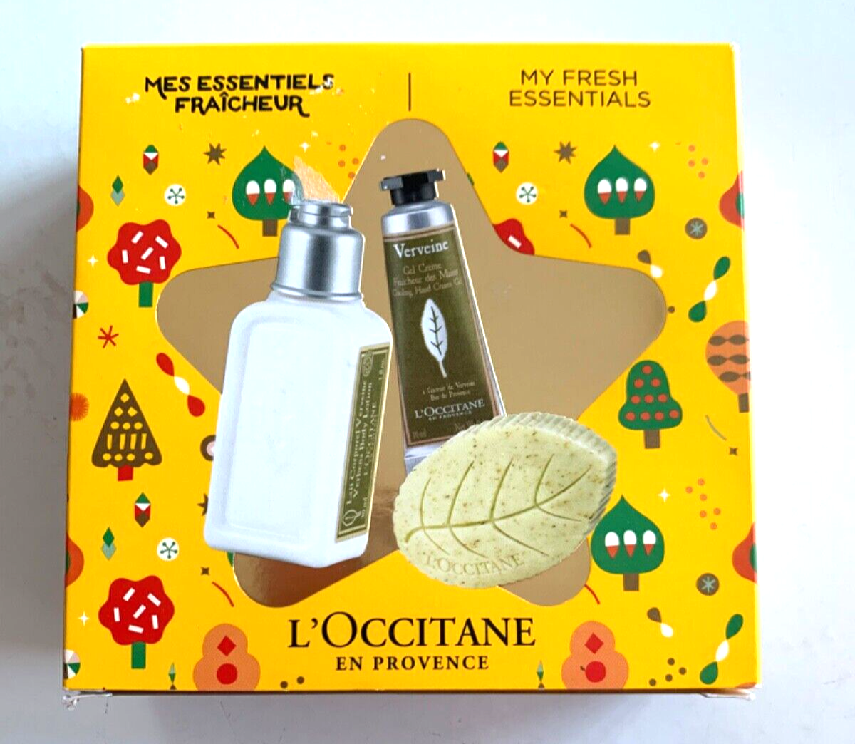 L'OCCITANE Set STAR Metal Tin FRESH ESSENTIALS Lotion Soap Gel