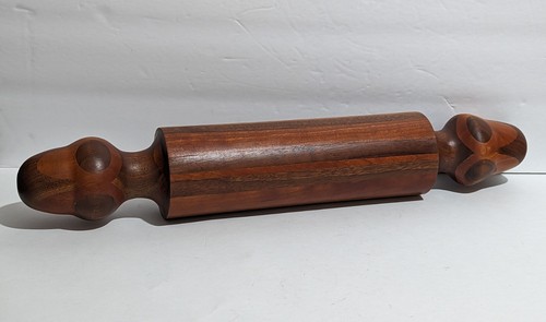 Vintage 18” Maple Black Walnut Oak Rolling Pin Handcrafted Beautiful Kitchenware