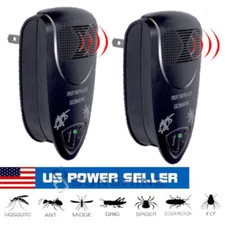 2 Pest Reject Plug In Sonic Repeller Home Bed Bug Mites Spider Defender Roaches