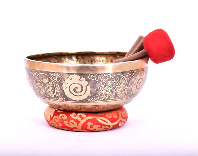 12 Inches Flower Of Life Carving -Tibetan Full Mantra Sound Healing Singing Bowl