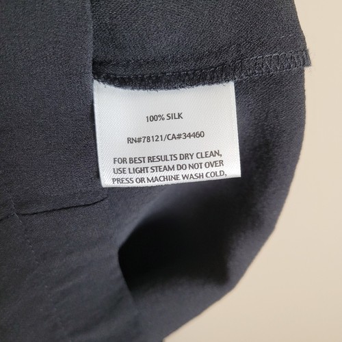 Eileen Fisher taglia L pantaloni in seta gamba dritta larghi vita elastica neri - Foto 10 di 12