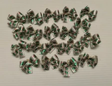 20 DBL LPD Silver w Holly Christmas Dog Bows Dog Grooming Bows Handmade USA Pets