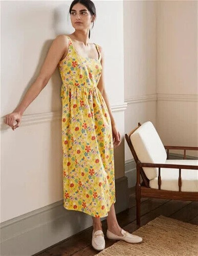 BODEN Violet Square Neck Midi Dress YELLOW FLORAL UK 10P BRAND NEW D0124 D10 - Picture 3 of 4