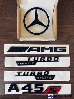 Gloss Black TURBO 4matic+ Emblems Badges for Mercedes Benz A35 A45S CL – Spin Monsters