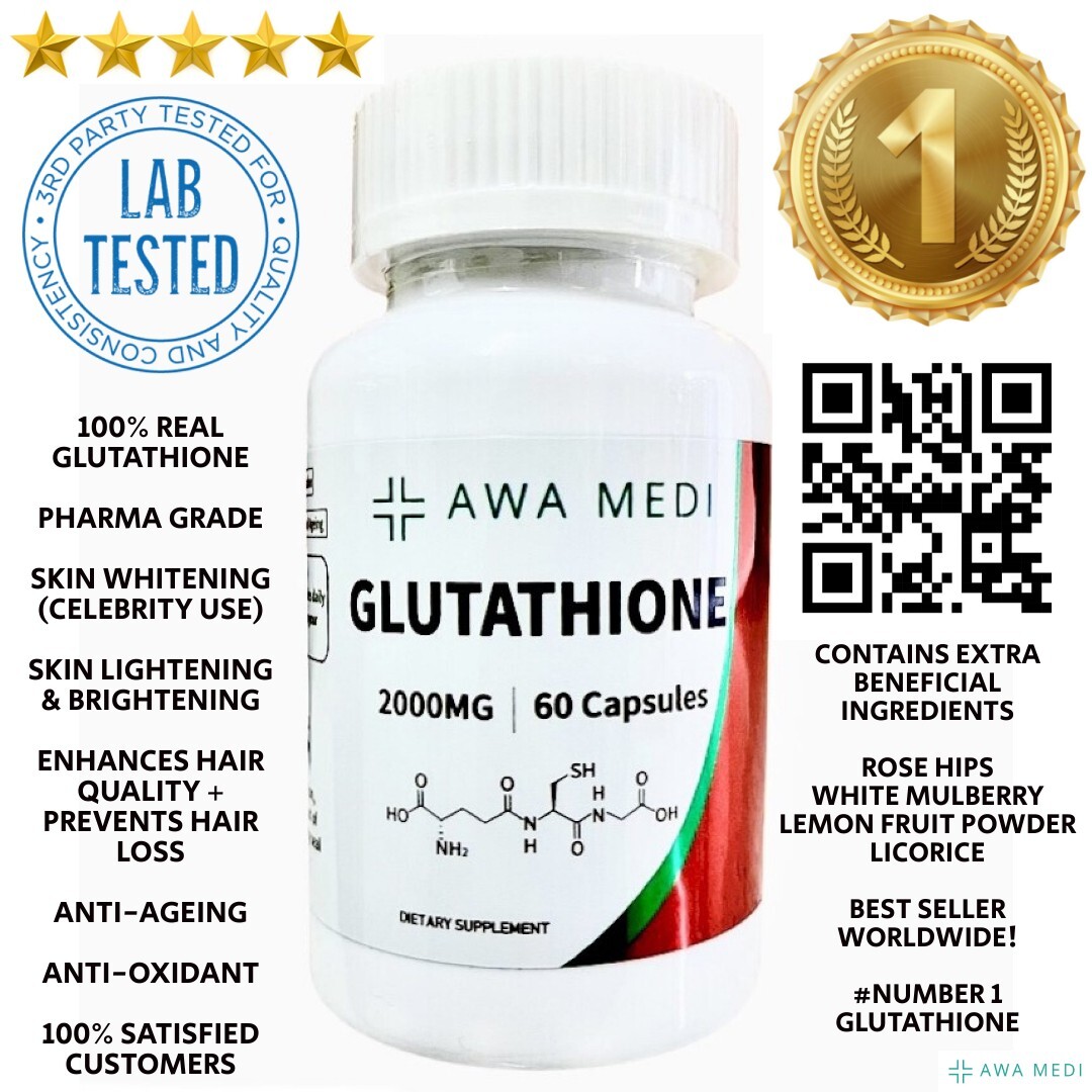 CÁPSULAS BLANQUEADORAS DE LA PIEL GLUTATIÓN 2000MG PROBADAS EN LABORATORIO REINO UNIDO 100% ⭐️⭐️⭐️⭐️⭐️