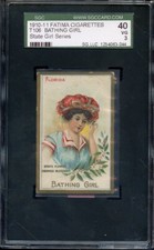 1910-11 FATIMA CIGARETTES T106 STATE GIRL SERIES BATHING GIRL SGC VG 40 / 3 NS