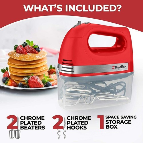 Mueller Electric Hand Mixer, 5 Speed 250W Turbo Heavy Duty with Storage