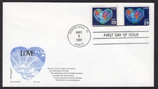 1991 29c LOVE Stamp (Scott 2535) - Aristocrat FDC NX605