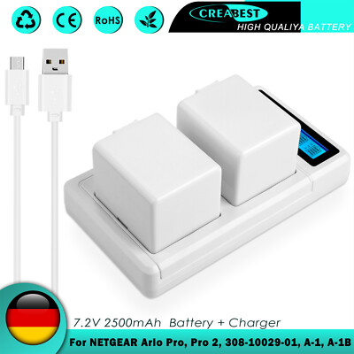 2× A-1 A-1B Akku & Ladegerät Für NETGEAR Arlo PRO 2 VMC4030 Sicherheits-Kameras