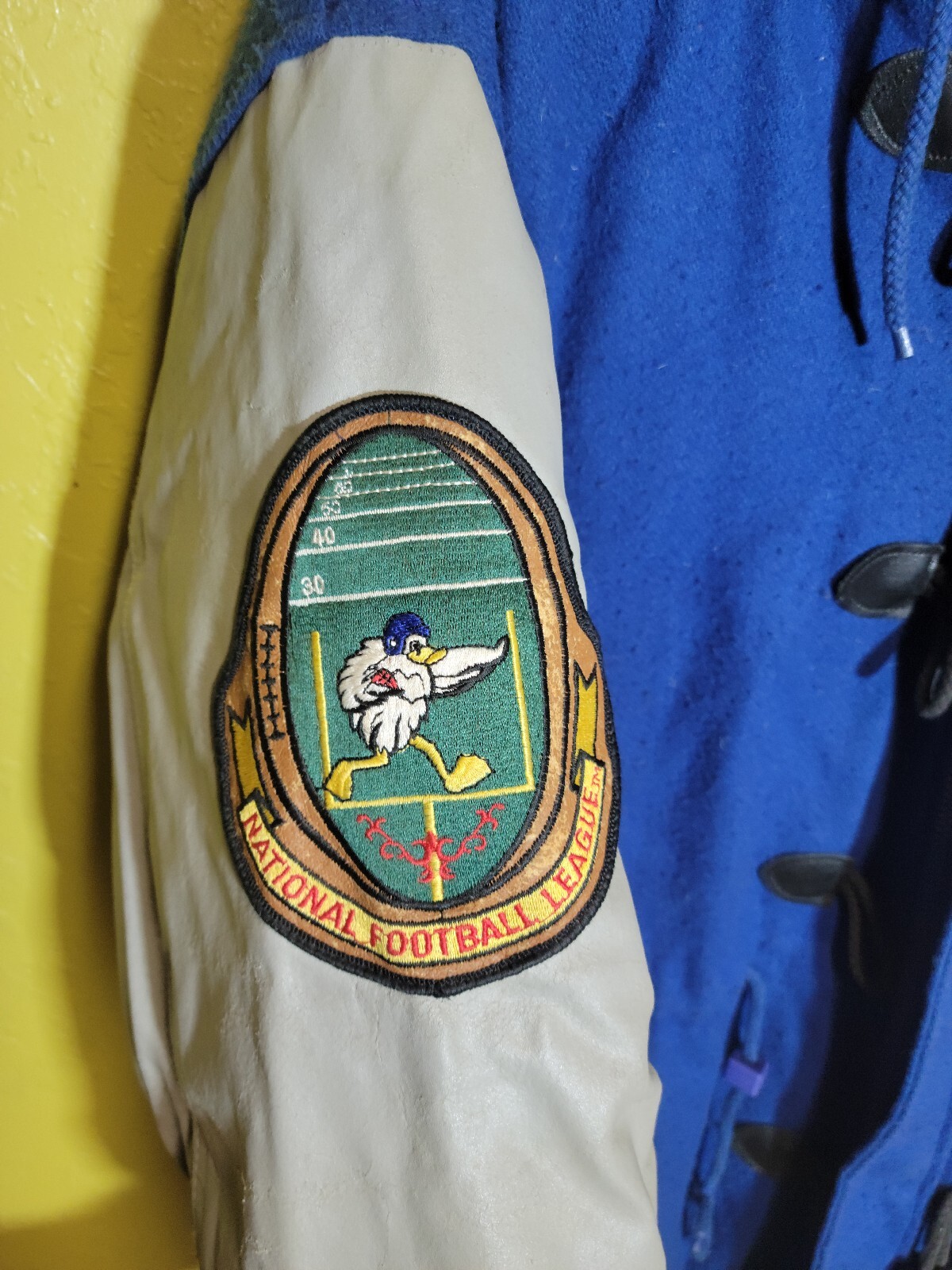 Seattle Seahawks NFL Triple FAT Goose Down Jacket Leather Sleeves 1980s Rare! image 6
