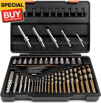 Screw Extractor Set, 55 Pieces Easy Out Bolt Extractor Set, Left Hand Drill Bit 