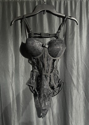 Vintage Body Rage Womens Sz Large Sexy Lace Bodysuit Black | eBay
