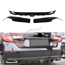 Rear Bumper Diffuser W/LED + Corner Apron Spats For 2018-2022 Accord EX EX-L