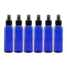 4oz Blue Plastic Spray Bottles with Black Fine Mist Atomizer Sprayers 6pk