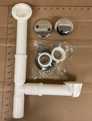 JB PVC Bath Drain Assembly w/Chrome Tip-Toe Drain & Overflow Cover 725PVCBX