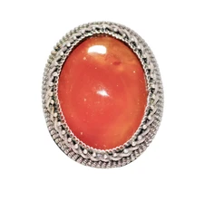Art Deco Ostby Barton 14k White Gold Red Coral Ring Size 4.25