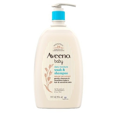 Aveeno Baby Daily Moisture Body Wash & Shampoo, Value Size 33 Fl oz