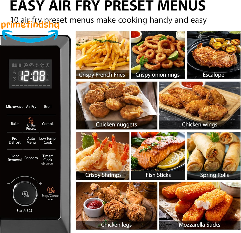 8-in-1 Air Fryer Microwave Combo with Convection Broil Odor Elimination