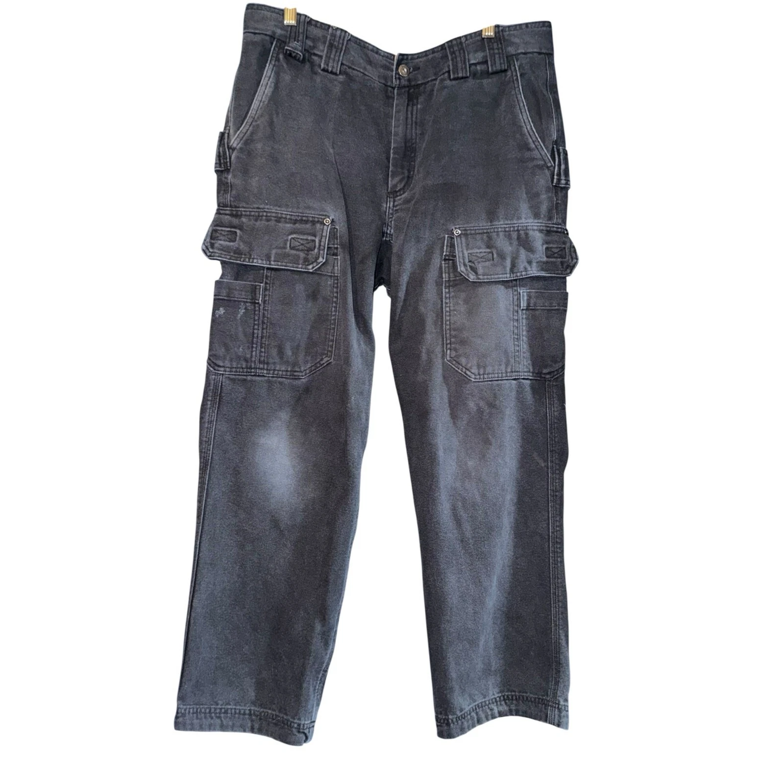 Duluth Trading Canvas Cargo Pants Men's 34x28 Utility Workwear Thick Outdoor