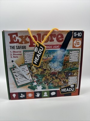 Headu Explore The Safari Magic Light lustiges Lernspiel für Kinder mit Taschenlampe