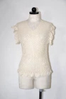 70s Cream Crochet Bohemian Knit Tank Top Sleeveless Pullover Sweater Women S M