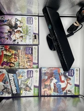 TESTED Xbox 360 Kinect Sensor 4 Game Bundle-Adventures, Sports, Wipeout, Motion