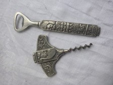 2 x Konge Tinn Pewter Heilag Olav Zinn Kapselheber und Korkenzieher  sehr gut